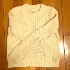La Vie Rebecca Taylor Cream Sweater with Pom Poms